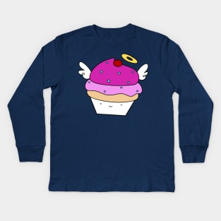 Pink Angel Cupcake Kids Long Sleeve T-Shirt